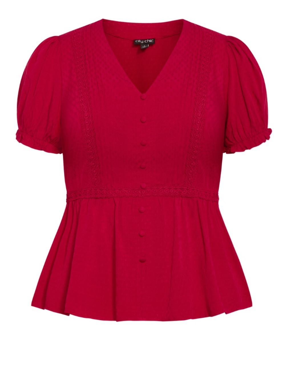 City Chic Top Laila Cranberry Blouse